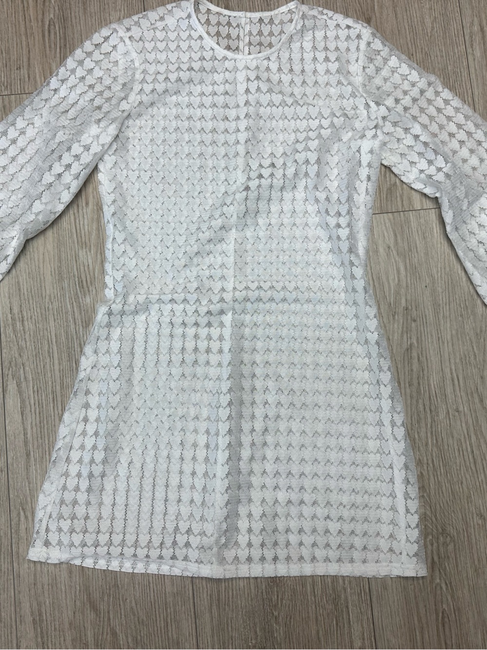 Beach Riot White Lace Long Sleeve Swim Coverup Hearts